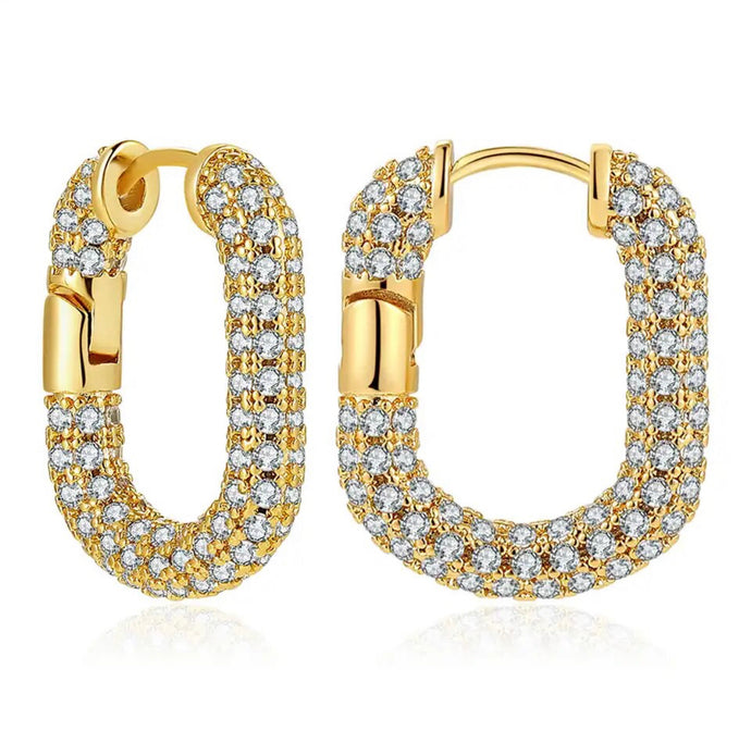 18K Gold Plated Cubic Zirconia Huggie Earrings