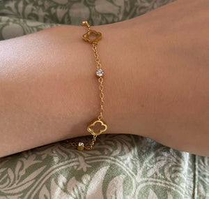 Lucky Clover Cubic Zirconia Bracelet - Prince's Boutique 