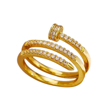 18K Gold Plated Cubic Zirconia Nail Ring