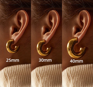 18K Gold Plated Chunky Semi Hoop Earrings