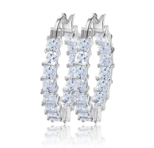White Gold Plated Crystal Clear Mini Hoop Earrings - Prince's Boutique 