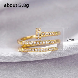 18K Gold Plated Cubic Zirconia Nail Ring