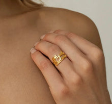 Adjustable 18K Gold Plated Multiple Name Ring