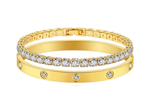 Dynamic Duo Tennis Bracelet & Cubic Zirconia Bangle set