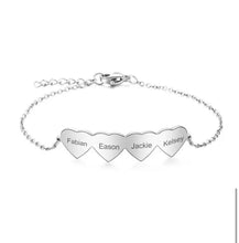 Multiple Name Engraved Love Heart Bracelet