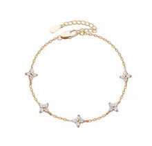 18K Gold Plated Crystal Clover Bracelet