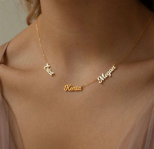 18K Gold Plated Multiple Personalised Name Necklace
