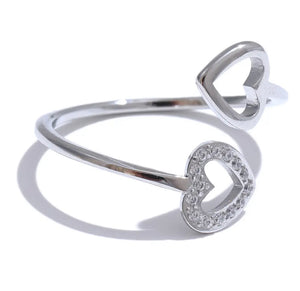 Adjustable Duo Of Hearts Ring