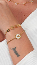 18K Gold Plated Round Initial Chain Link Bracelet