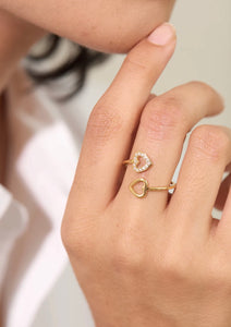 Adjustable Duo Of Hearts Ring