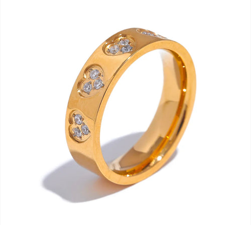 Golden Treasure Love Heart Eternity Ring