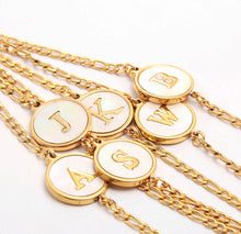 18K Gold Plated Round Initial Chain Link Bracelet