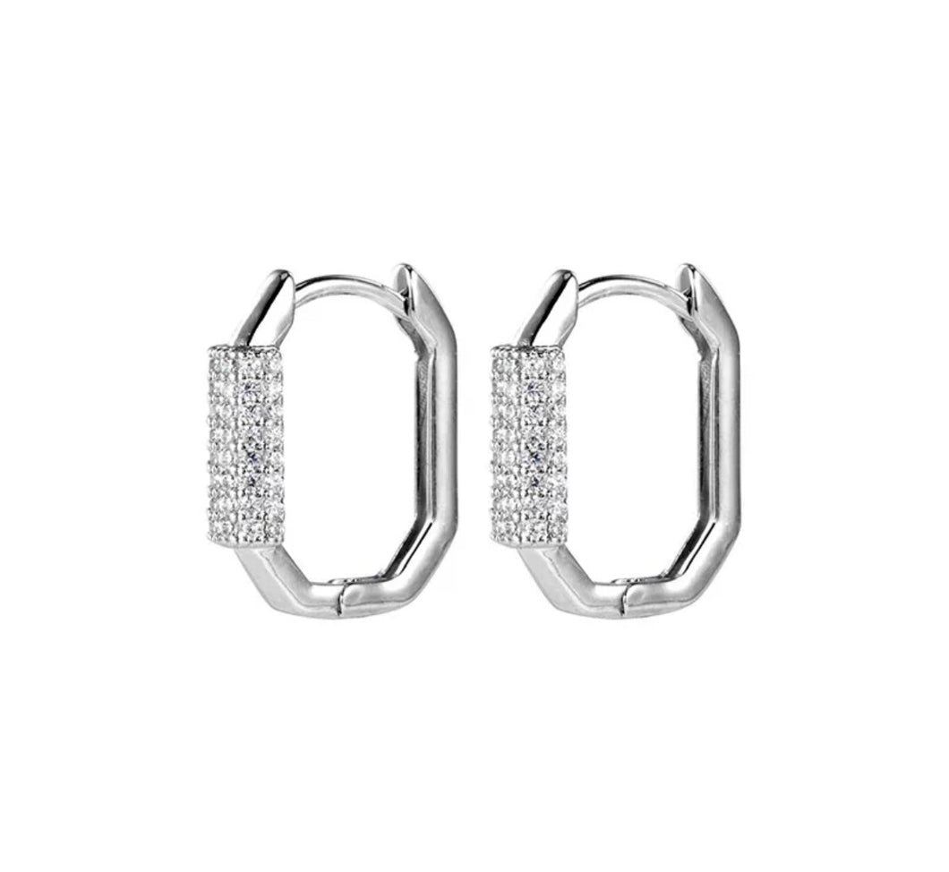 Silver Sparkle & Glow Huggie Earrings