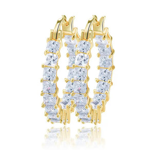 18K Gold Plated Crystal Clear Mini Hoop Earrings - Amour Destinee 
