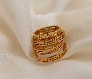 18K Gold Greek Pattern Band Ring