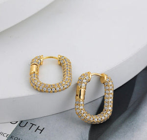 18K Gold Plated Cubic Zirconia Huggie Earrings