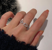 925 Sterling Silver CZ Chain Link Ring