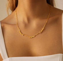 18K Gold Plated Paper Clip Multiple Name Necklace - Prince's Boutique 