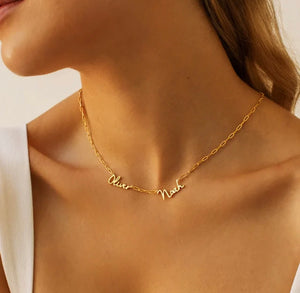 18K Gold Plated Paper Clip Multiple Name Necklace - Prince's Boutique 