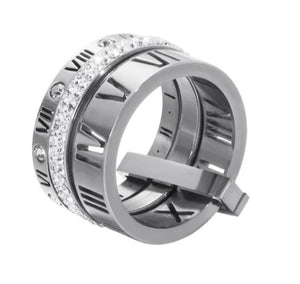 Silver Triple Stacked Roman Numeral Band Ring - Pre Order - Prince's Boutique 