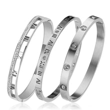 Roman Numeral & Cubic Zirconia Stone Bangle Bundle Set - Prince's Boutique 