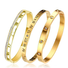 Roman Numeral & Cubic Zirconia Stone Bangle Bundle Set - Prince's Boutique 