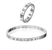 Silver Roman Numaral Bangle & Ring Set - Prince's Boutique 