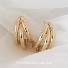 Gold Triple Curve Mini Hoop Earrings - Prince's Boutique 