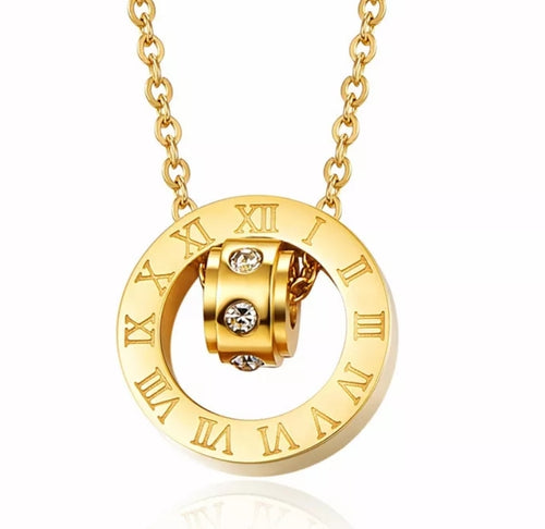 Roman Numeral 3D Circular Pendant Necklace - Prince's Boutique 