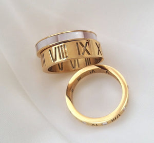 18K Gold Plated Luxe Roman Numeral Band Ring - Prince's Boutique 