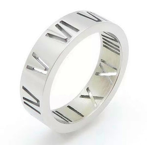 Silver Luxe Roman Numeral Band Ring - Prince's Boutique 