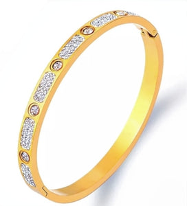 Gold Luxury Cubic Zircona Stone Bangle - Prince's Boutique 
