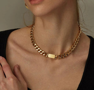 18K Gold Plated Thick Curb Chain Necklace - Prince's Boutique 