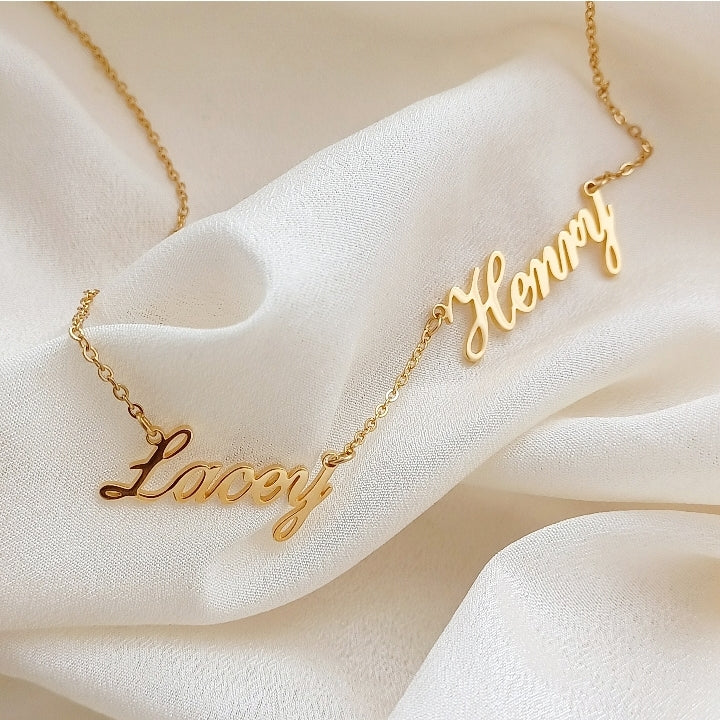 18K Gold Plated Multiple Personalised Name Necklace - Prince's Boutique 