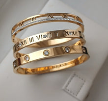 Roman Numeral & Cubic Zirconia Stone Bangle Bundle Set - Prince's Boutique 