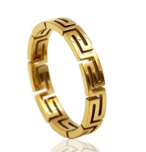 18K Gold Greek Pattern Band Ring - Amour Destinee