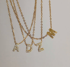 18K Gold Plated 3D Initial Pendant Necklace - Prince's Boutique 