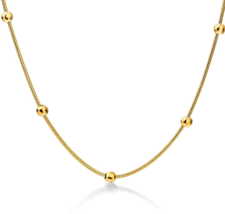 Minimalist Beaded Snake Chain Necklace - Prince's Boutique 