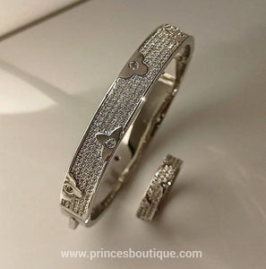 The Luxury Cubic Zirconia Flower Bangle & Ring Set - Pre Order - Prince's Boutique 