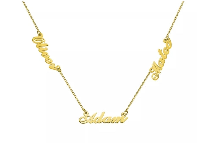 18K Gold Plated Multiple Personalised Name Necklace - Prince's Boutique 