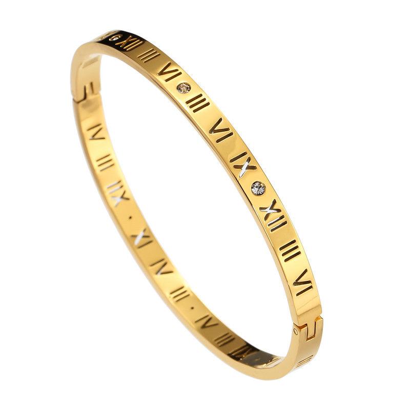 18K Gold Plated Roman Numeral Bangle - Prince's Boutique 