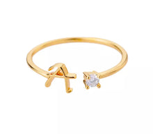 18K Gold Plated Adjustable Initial Band Ring - Amour Destinée