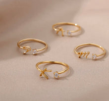 18K Gold Plated Adjustable Initial Band Ring - Amour Destinée