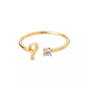 18K Gold Plated Adjustable Initial Band Ring - Amour Destinée
