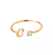 18K Gold Plated Adjustable Initial Band Ring - Amour Destinée