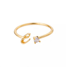 18K Gold Plated Adjustable Initial Band Ring - Amour Destinée