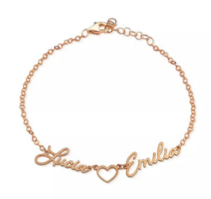 Love Heart Link Multiple Name Chain Bracelet - Pre Order - Prince's Boutique 