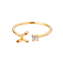 18K Gold Plated Adjustable Initial Band Ring - Amour Destinée