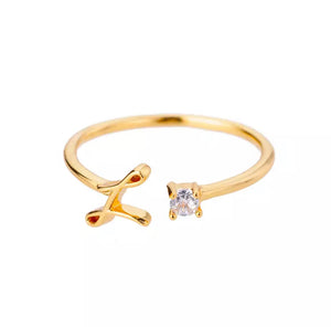 18K Gold Plated Adjustable Initial Band Ring - Amour Destinée