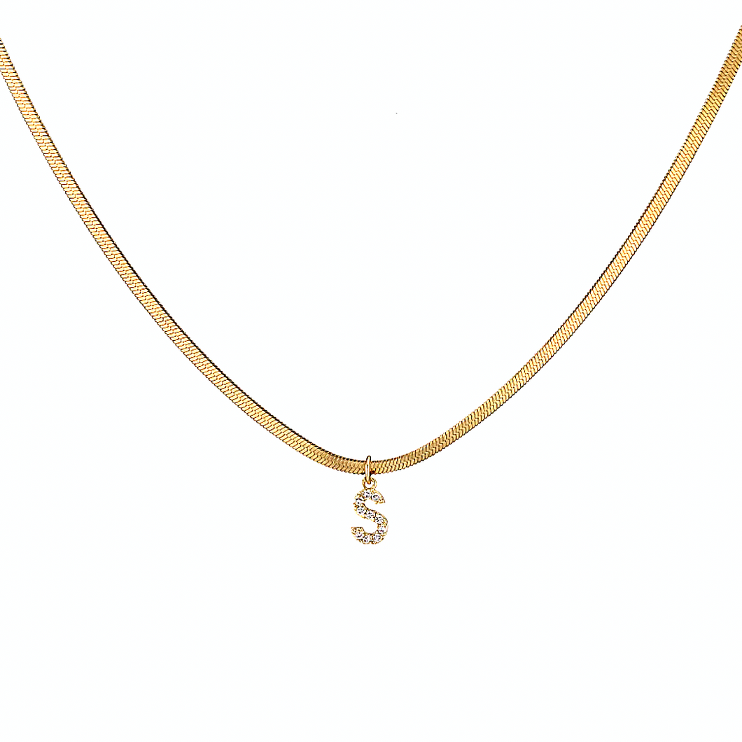 Initial Pendant Snake Chain Necklace - Prince's Boutique 